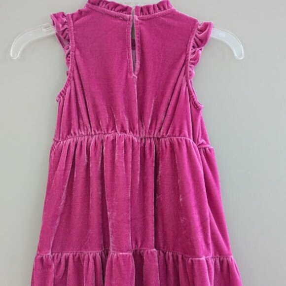 Crewcuts J. Crew Girls Velvet Tiered Ruffle Dress Pink Size 3 - Picture 2 of 5